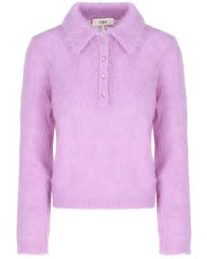 Chloé Round-Neck Knitwear - Morado