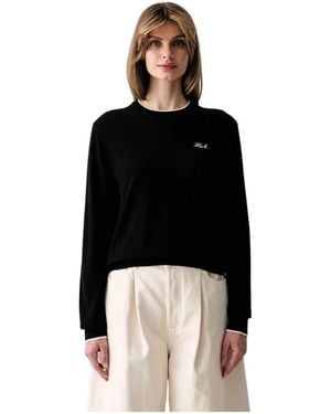 KARL LAGERFELD Merino Wol Trui - Zwart
