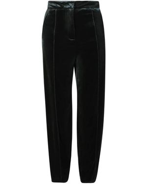 Blanca Vita Grüne Samt Cropped Hose - Schwarz