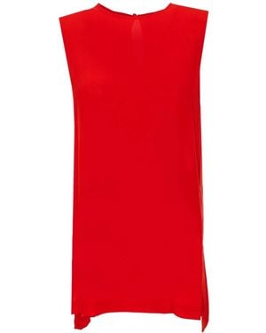 Closed Tops ,Rood ,Sleeveless Silk Blouse Basic