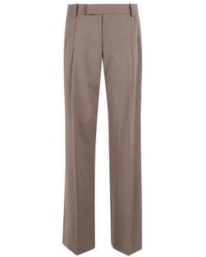 FEDERICA TOSI Taupe Wijde Broek Frescolana Stijl - Grijs
