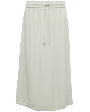 Comma, Satin Midi Rock Mit Bindedetail - Grau