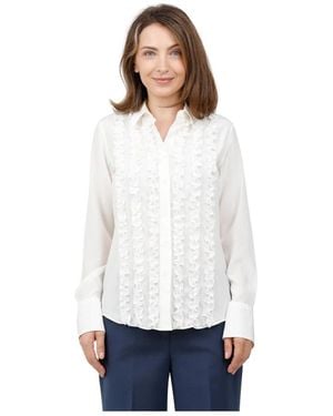 Caliban Seidenbluse Mit Rüschen - Weiß