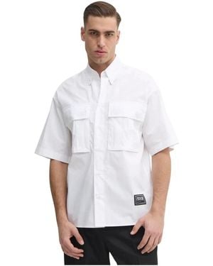 Versace Jeans Couture Kurzarmhemd Mit Knopfleiste - Weiß