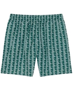 Lacoste Boxer Mare Midi Con Stampa Con Monogramma - Groen