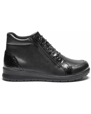 New Feet Knöchelhoher Stiefel Mit Schnürung Und Reißverschluss - Schwarz