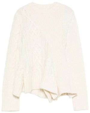 Sacai Round-Neck Knitwear - Natural