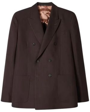 Paul Smith Jassen ,Paars ,Linnen Double-Breasted Linnen Blazer - Bruin
