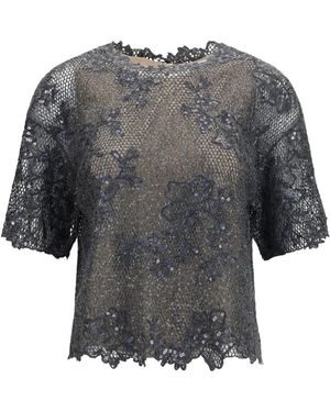 Brunello Cucinelli Sequined Crewneck Top - Grijs