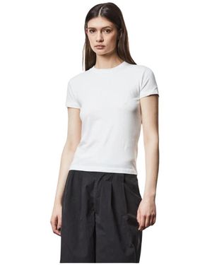 Thom Krom Tops ,Wit ,Katoen T-Shirt Met Ronde Hals En Slim Fit