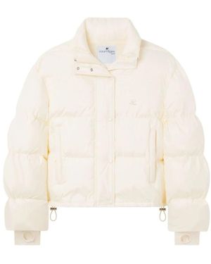 Courreges Gepolsterter Beiger Mantel Mit Besticktem Logo - Weiß