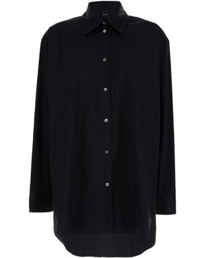 Plain Units Schwarzes baumwoll-oversize-shirt - Blau
