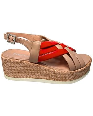Pollini Schoenen ,Veelkleurig ,Leer Sandali Nappa - Rood