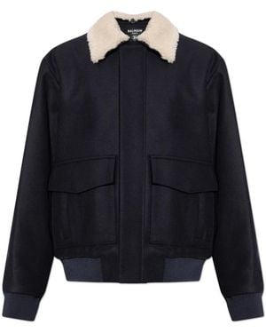 Balmain Wollen Jas Met Afneembare Kraag - Blauw