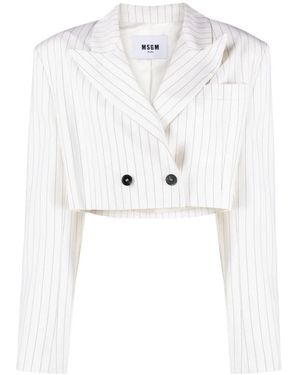 MSGM Gestreepte Cropped Blazer - Wit