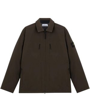 Stone Island Jassen ,Bruin ,Polyester Soft Shell R_E.Dye Padded Coach Jacket - Groen