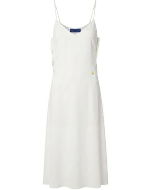 Trussardi Kleedjes ,Wit ,Polyester Midi-Jurk Met Kanten Rugdetail