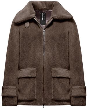 Bomboogie Kort Faux Fur Jas Met Brede Kraag - Bruin