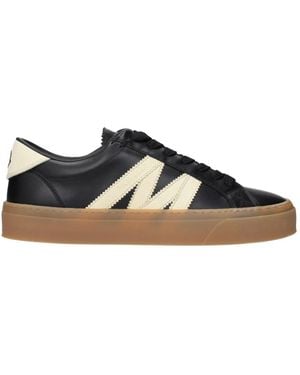 Moncler Schwarze Leder-Sneaker Mit Niedrigem Oberteil