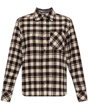 Moncler Overhemden ,Bruin ,Wol Geruite Blouse - Zwart