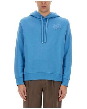 Etro Hoodies & Sweatvesten ,Blauw ,Pegasus Logo Hoodie