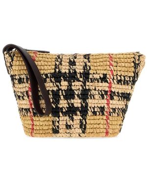 Burberry Tassen ,Geborduurde Raffia Make-Up Tas - Metallic