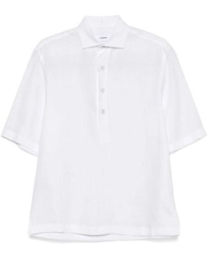 Lardini Overhemden ,Wit ,Linnen Lichtgewicht Linnen Polo