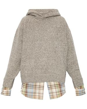 Acne Studios Hoodies & Sweatvesten ,Wol Gelaagde Wollen Hoodie - Grijs