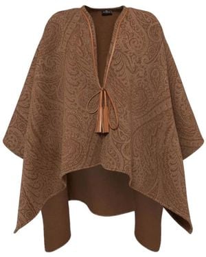 Etro Paisley Jacquard Cape - Bruin