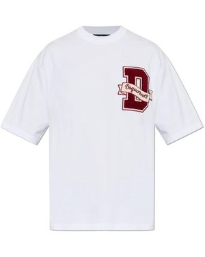DSquared² Tops ,Wit ,Katoen T-Shirt Met Logopatch