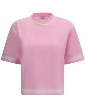 Off-White c/o Virgil Abloh Tops ,Roze ,Katoen Boxy T-Shirt
