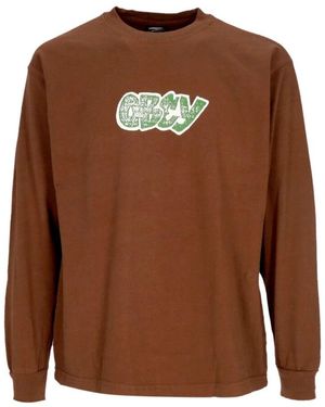 Obey Klassisches City Watch Dog Langarm T-Shirt - Braun