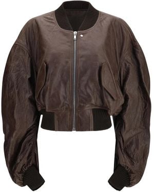 Rick Owens Leather Jackets - Marrone