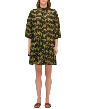 Sundek Kleedjes ,Veelkleurig ,Katoen Short Cotton Voile Dress Botanic - Groen