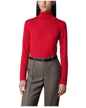 Rohe Rollkragenpullover - Rot