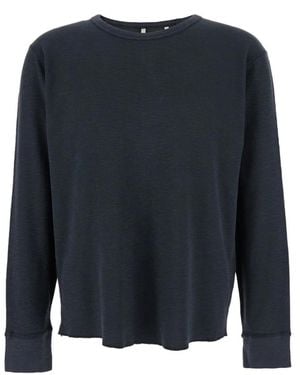 sunflower Schwarzer Waffel Tee Pullover - Blau