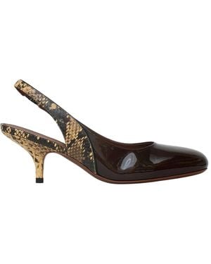 Dries Van Noten Schoenen ,Bruin ,Leer Leren Slingback Pumps
