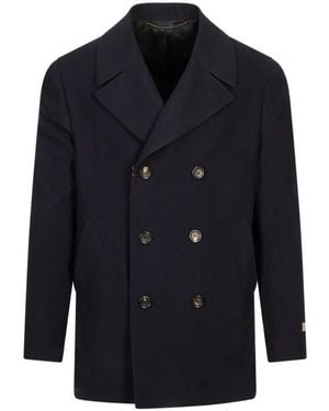 Canali Double-Breasted Coats - Azul