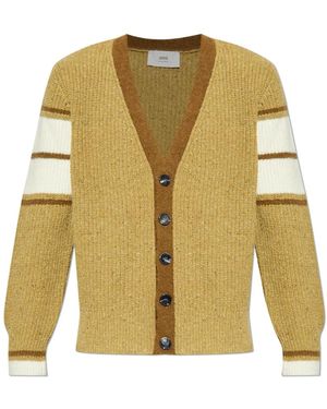 Ami Paris V-Neck Cardigan - Gelb