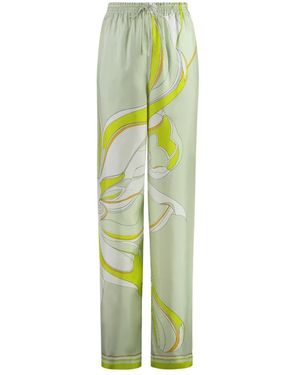 Tory Burch Elegant Printed Silk Trousers For - Green
