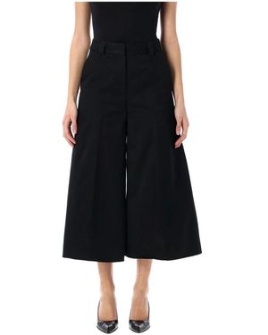 Thelatest Broeken ,Zwart ,Katoen Zwarte Wijde Pijpen Katoenen Broek