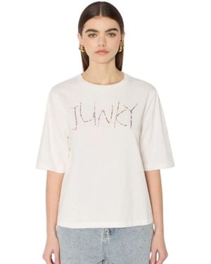 Berenice Tops ,Katoen Junky Rhinestone T-Shirt - Wit