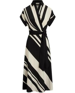 Ralph Lauren Striped Wrap Dress - Black