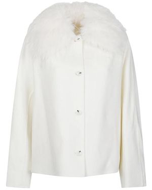 Loulou de Saison Rafe Jas Met Faux Fur Kraag - Wit