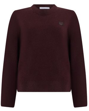 Maison Kitsuné Truien & Vesten ,Rood ,Wol Trui Met Ronde Hals - Paars