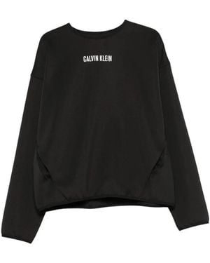 Calvin Klein Hoodies & Sweatvesten ,Zwart ,Polyester Quick-Dry Performance Pocket Sweatshirt