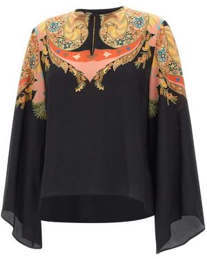 Etro Overhemden ,Veelkleurig ,Zijden Blouse Met Geplaatste Bloemen-Paisleyprint - Zwart