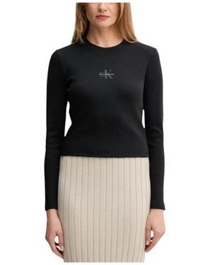 Calvin Klein Long Sleeve Tops - Black