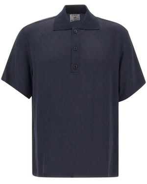 CASABLANCA Tops ,Blauw ,Monogram Jacquard Poloshirt