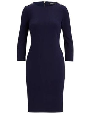 Ralph Lauren Kleedjes ,Blauw ,Nylon Romee Midi-Jurk